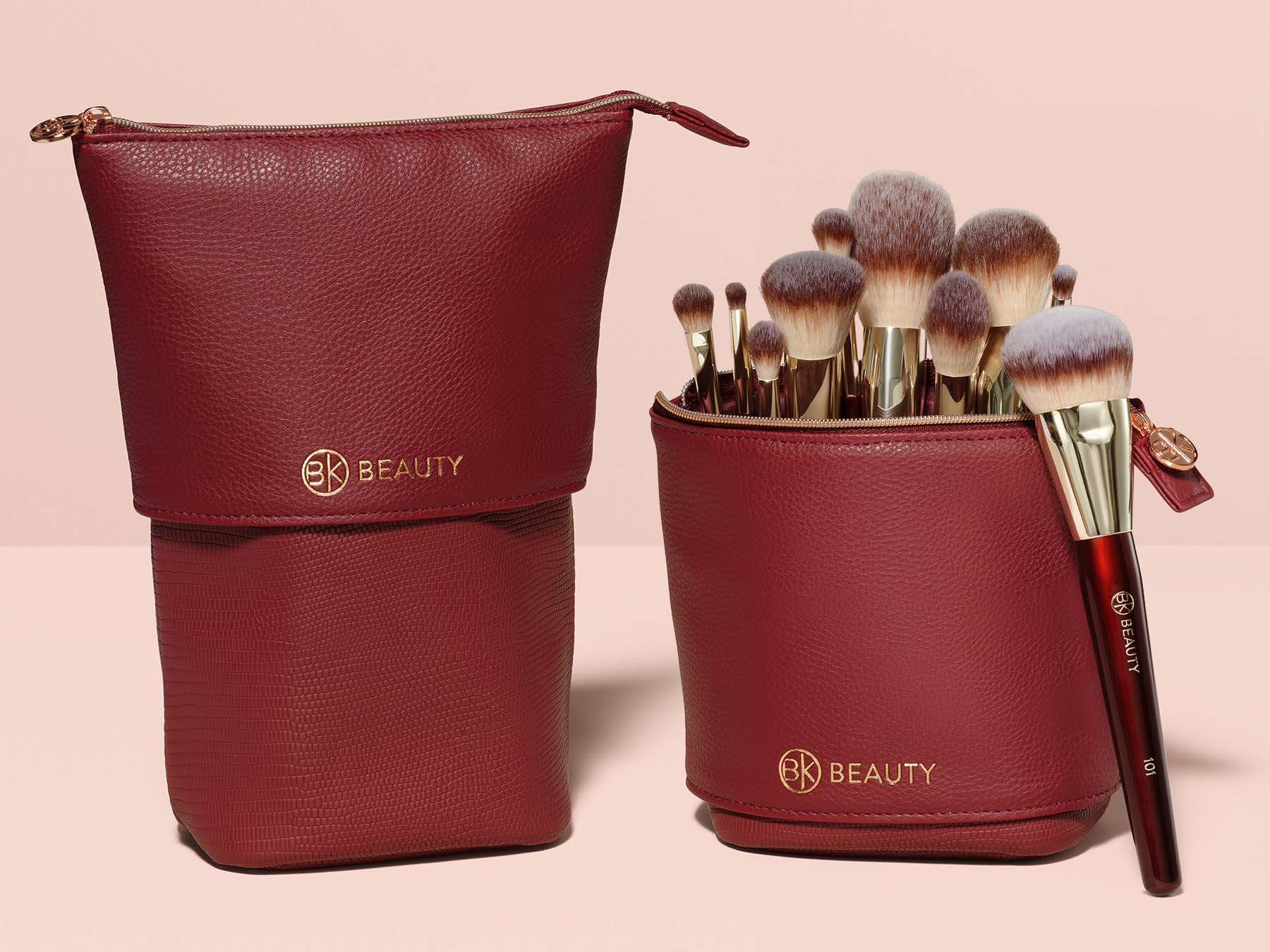 Personalized Leather Makeup Brush Roll, Makeup Brush Holder Travel